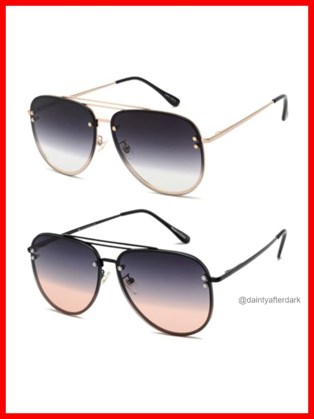 Oversized Aviator Sunglasses for Women Metal Frame UV400 Gradient Lenses